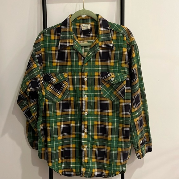 OshKosh Sportwear Other - Vintage OshKosh Flannel Button Down Long Sleeve Green Yellow Shirt Men Size XL